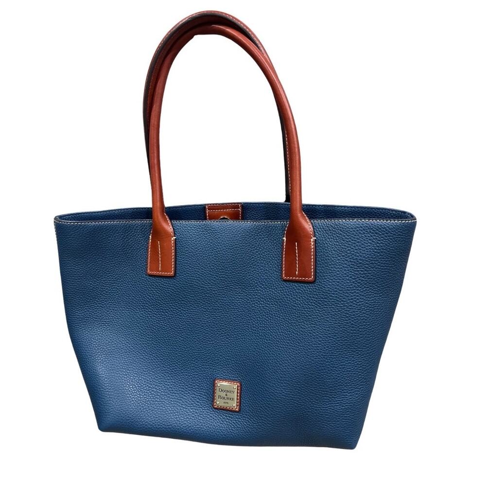Vintage Dooney & Bourke Saffiano Russel Leather Tote Navy/Dark Blue Color